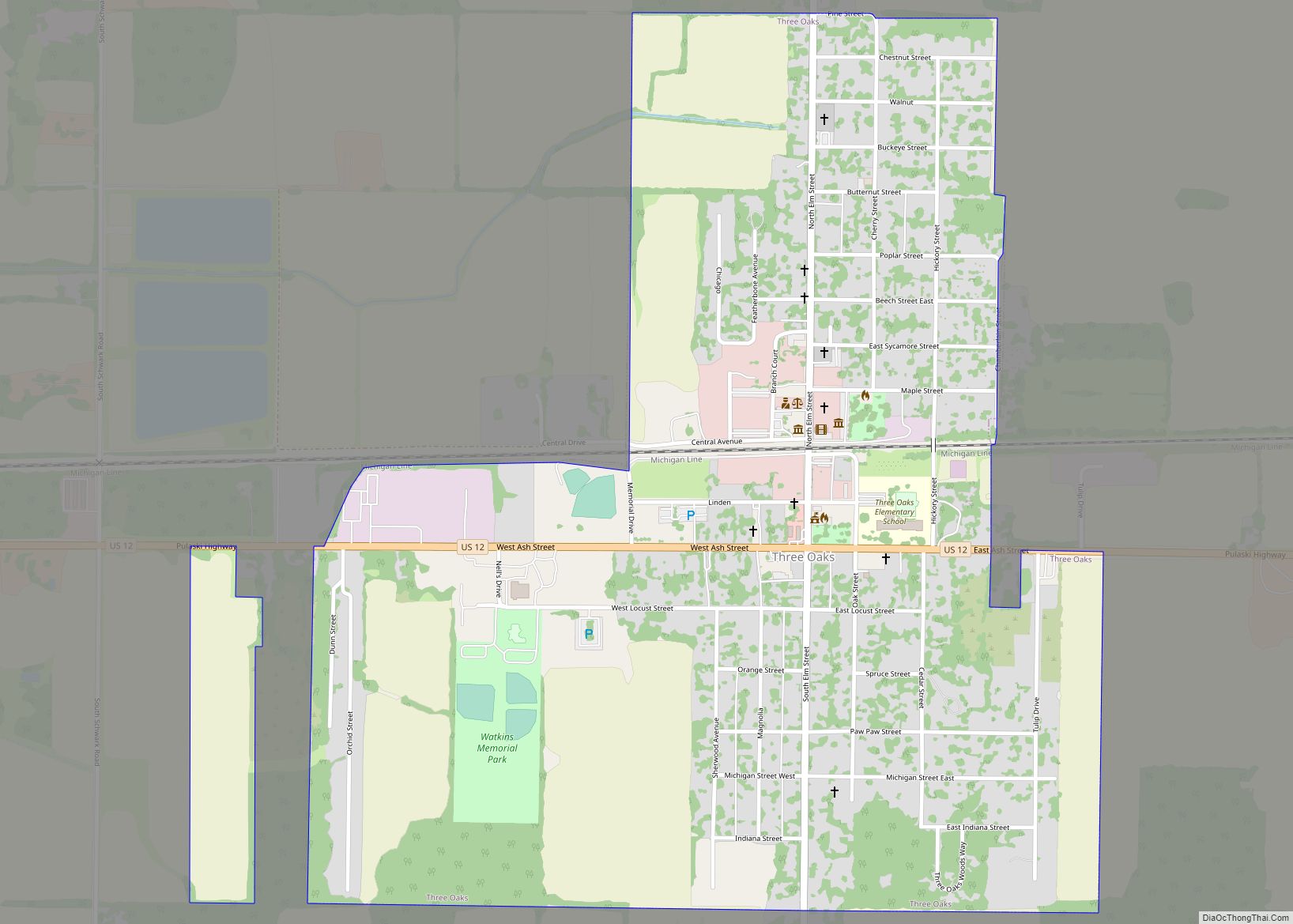 Map of Three Oaks village, Michigan