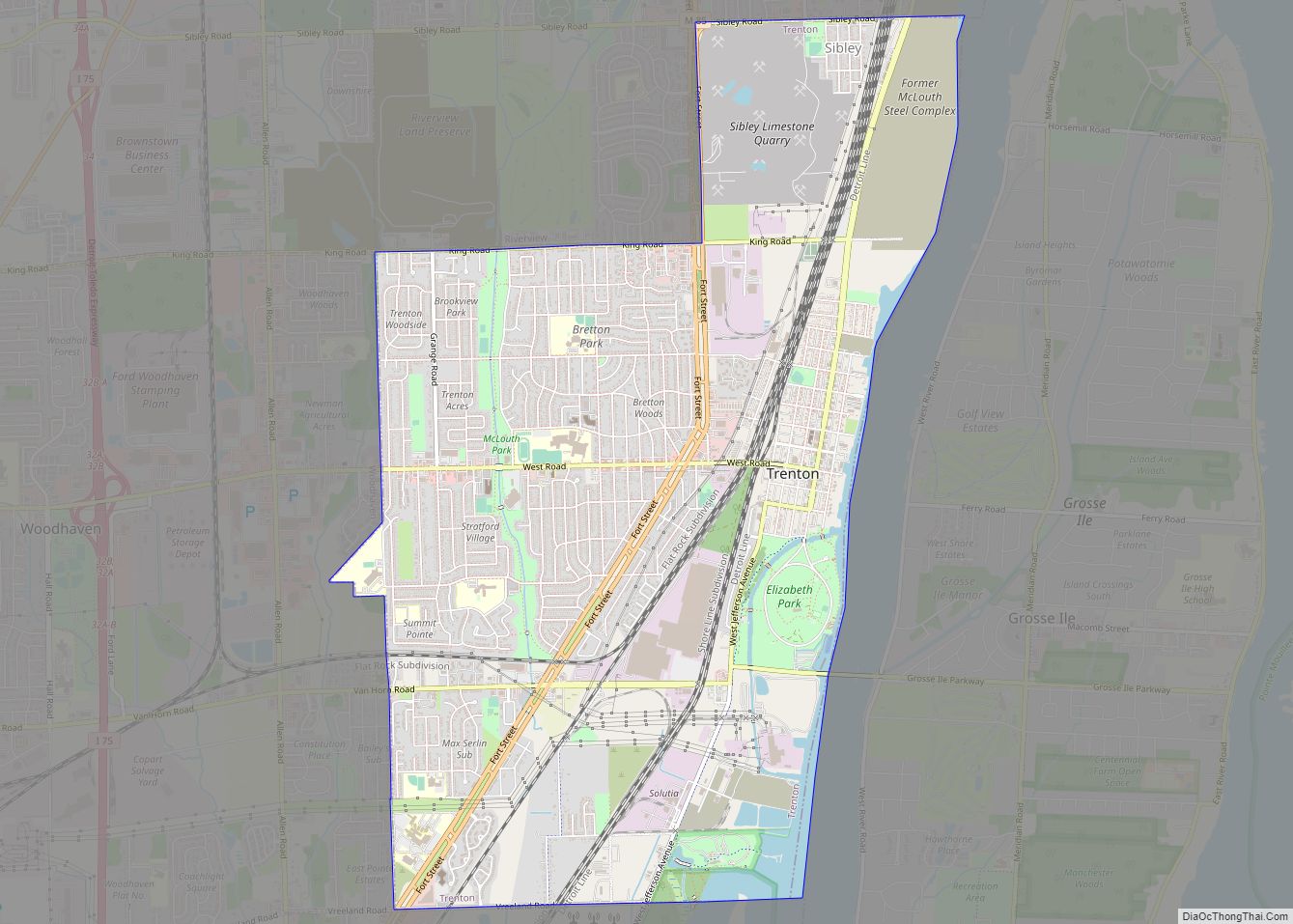 Map of Trenton city, Michigan