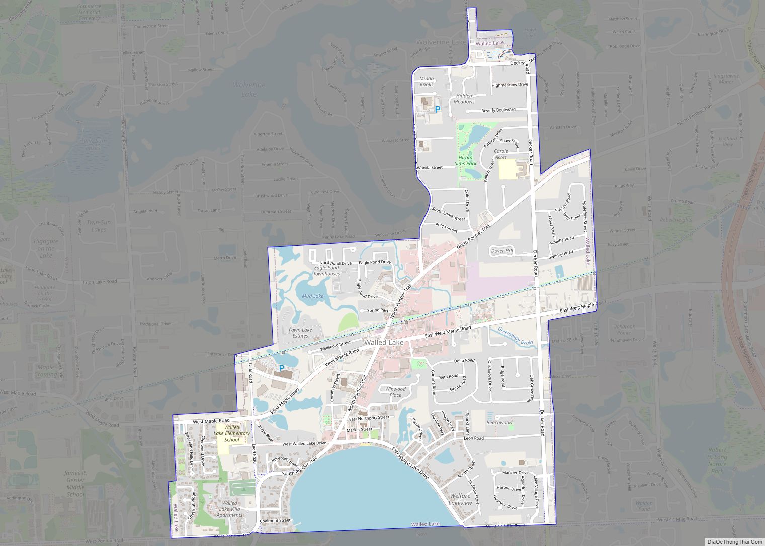 Map of Walled Lake city