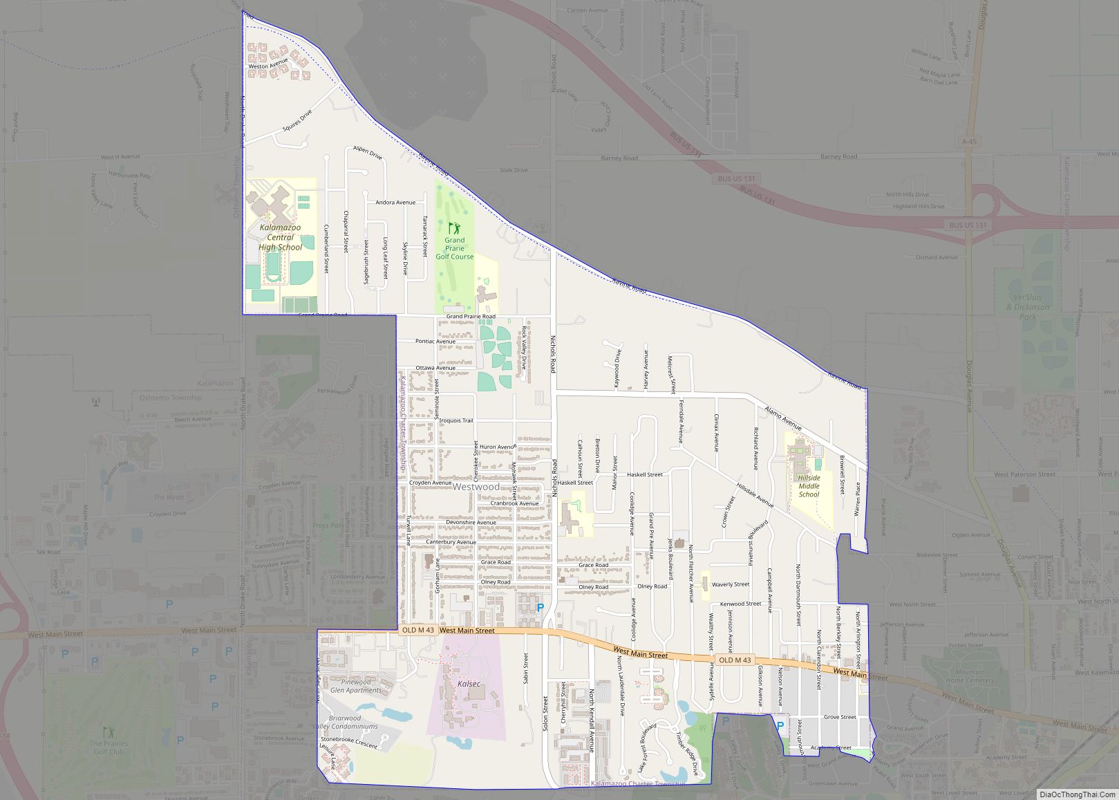Map of Westwood CDP, Michigan