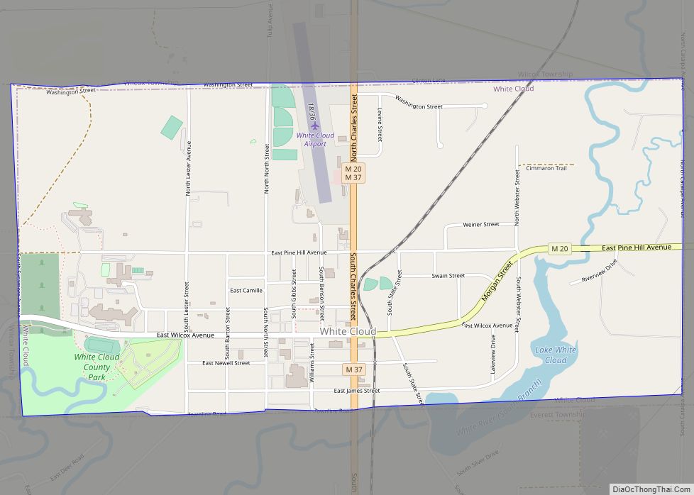 Map of White Cloud city, Michigan