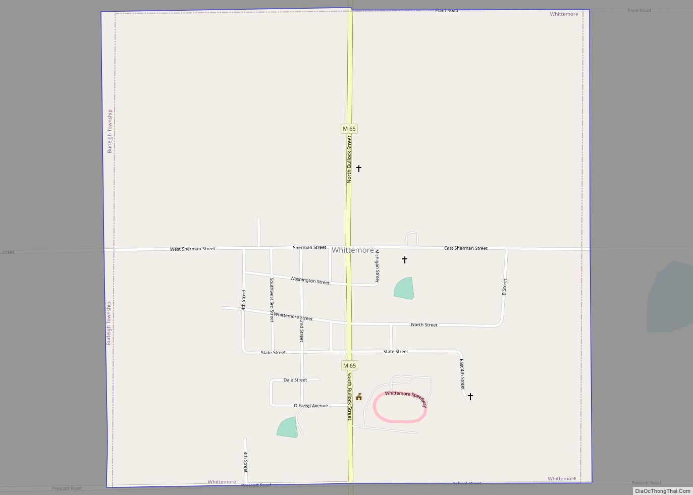 Map of Whittemore city, Michigan