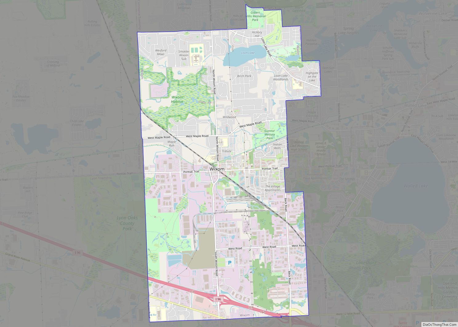 Map of Wixom city