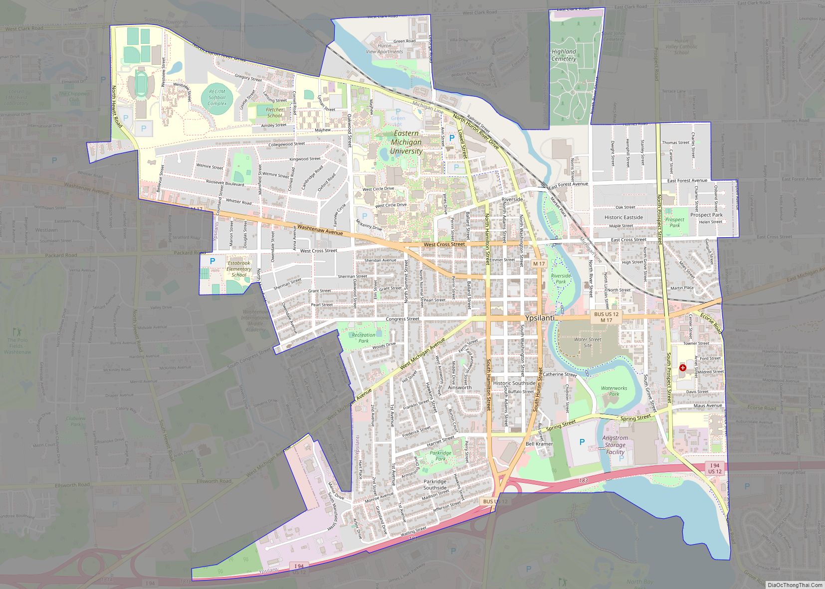 Map of Ypsilanti city