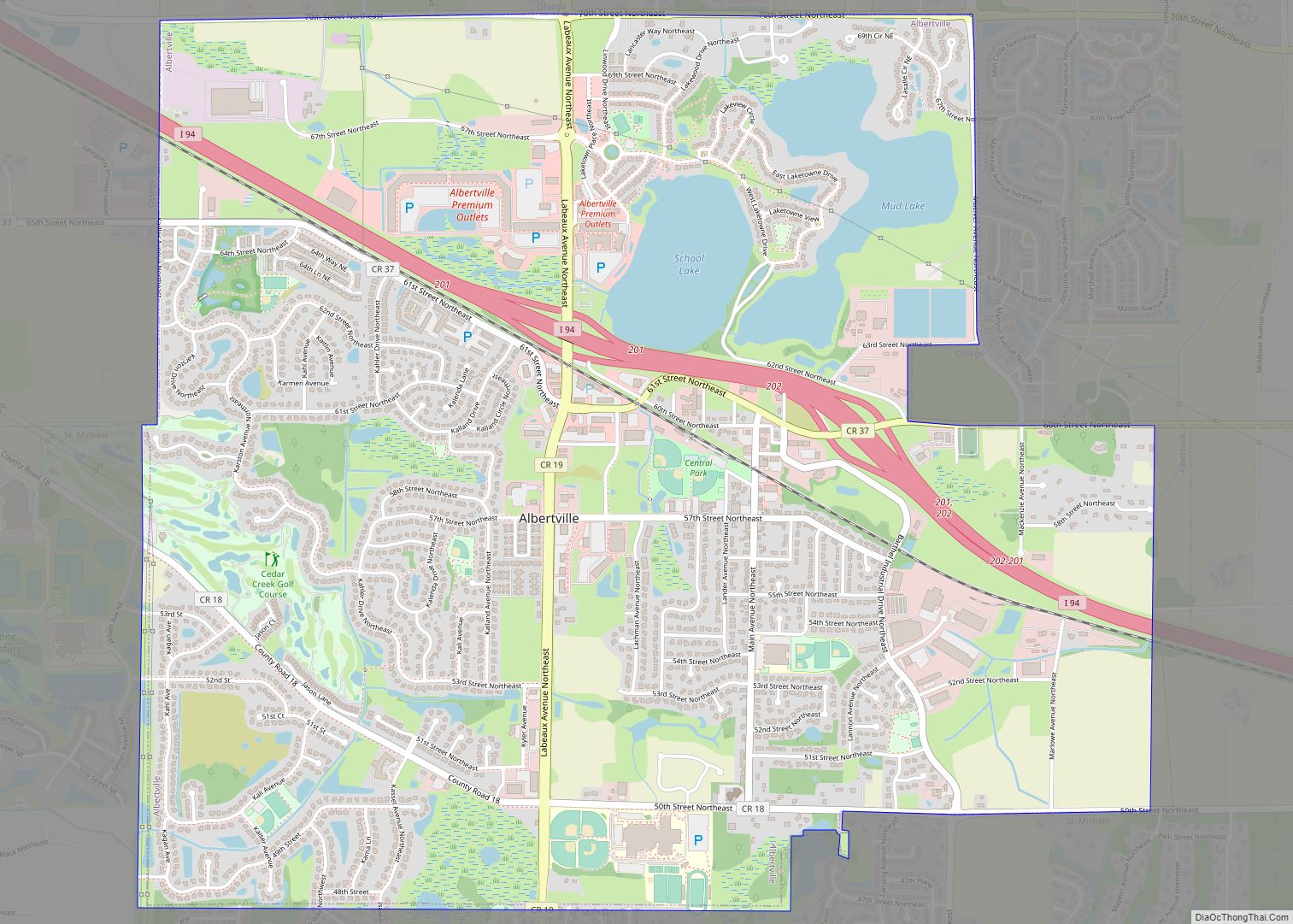 Map of Albertville city, Minnesota