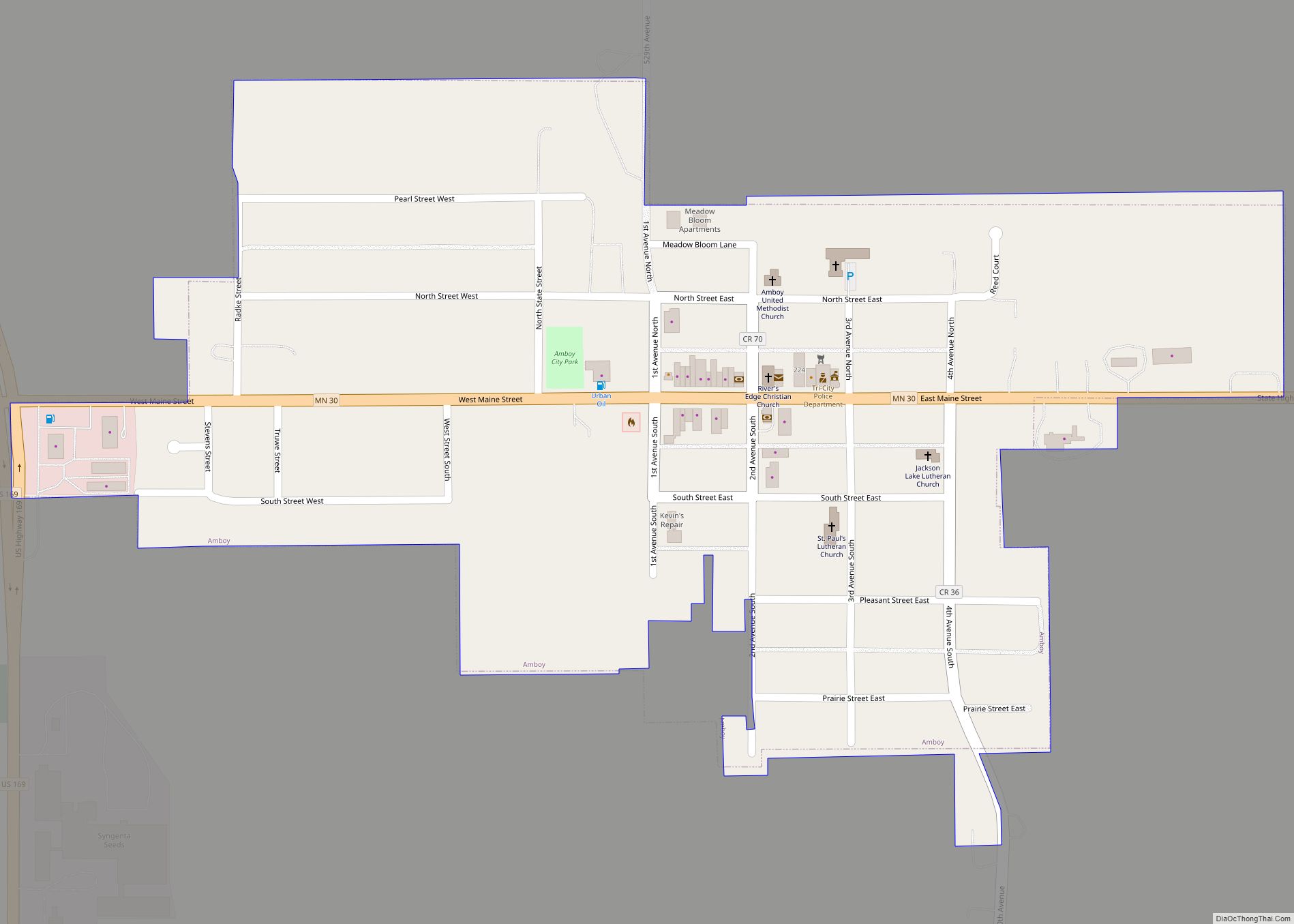 Map of Amboy city, Minnesota