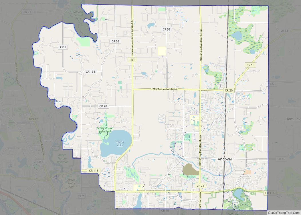 Map of Andover city, Minnesota
