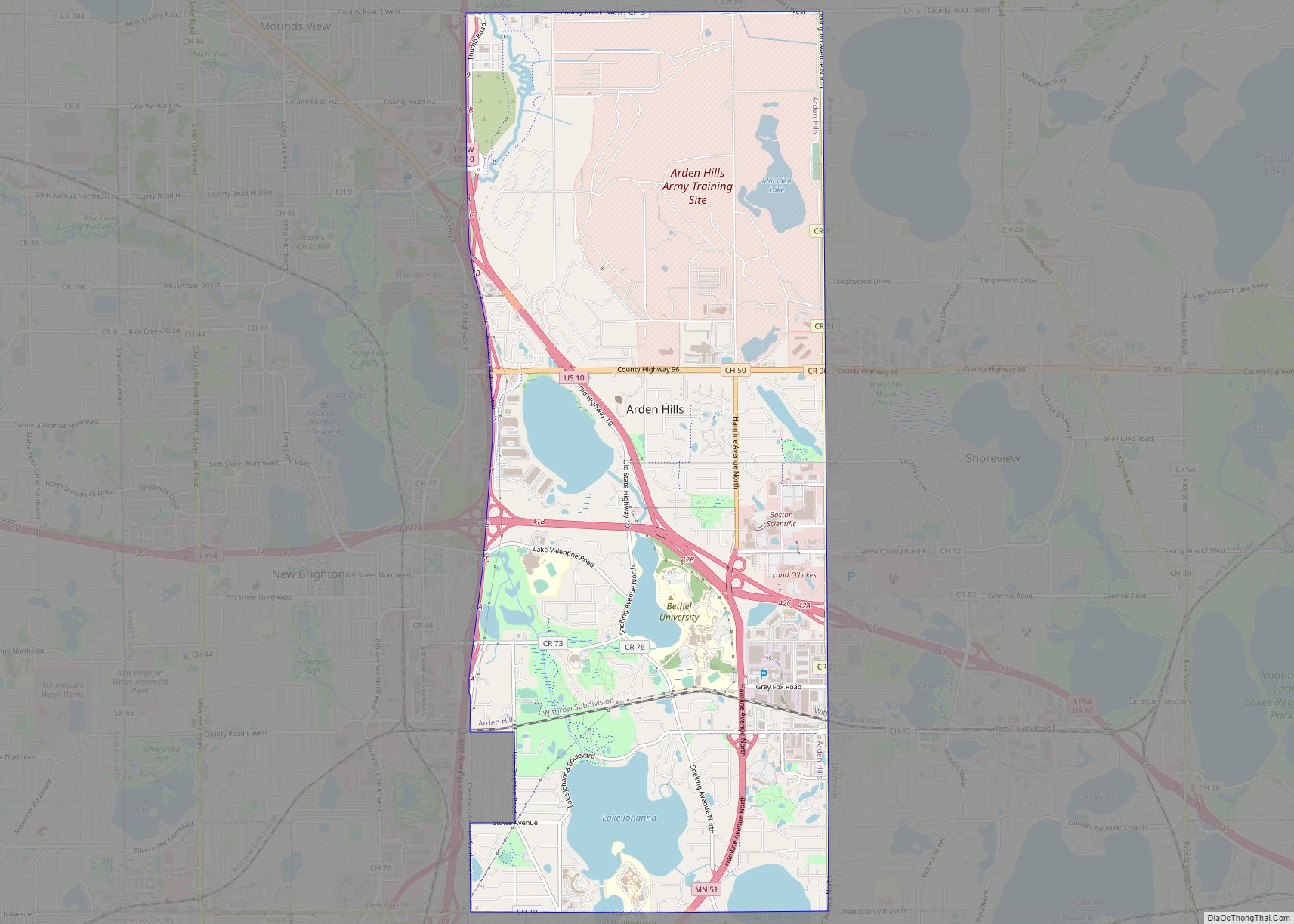 Map of Arden Hills city