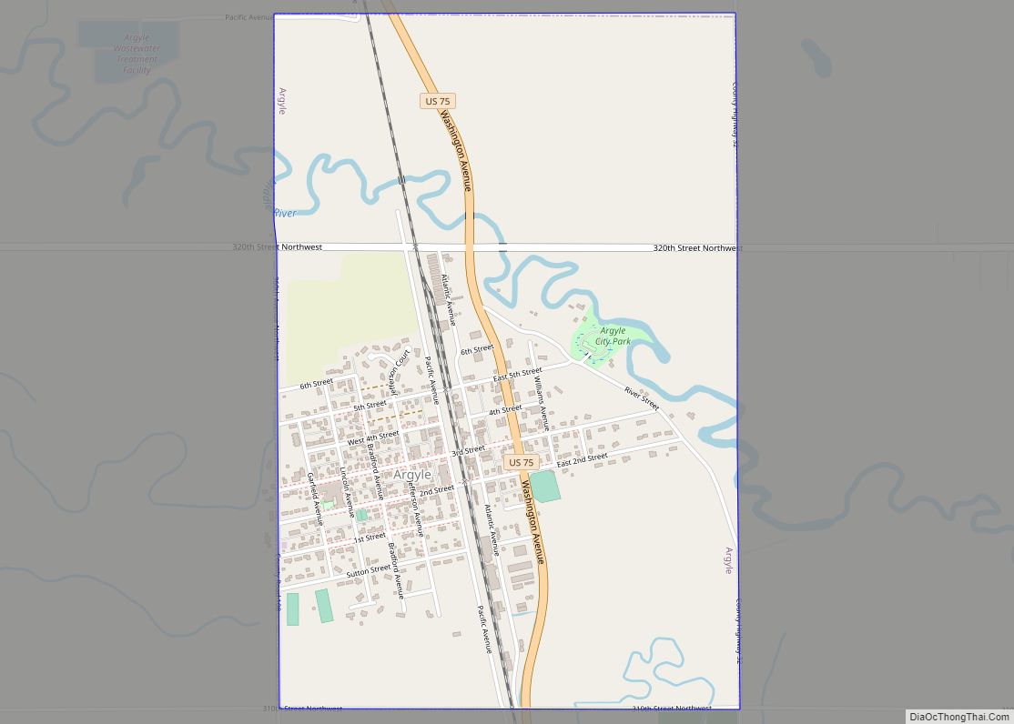 Map of Argyle city, Minnesota