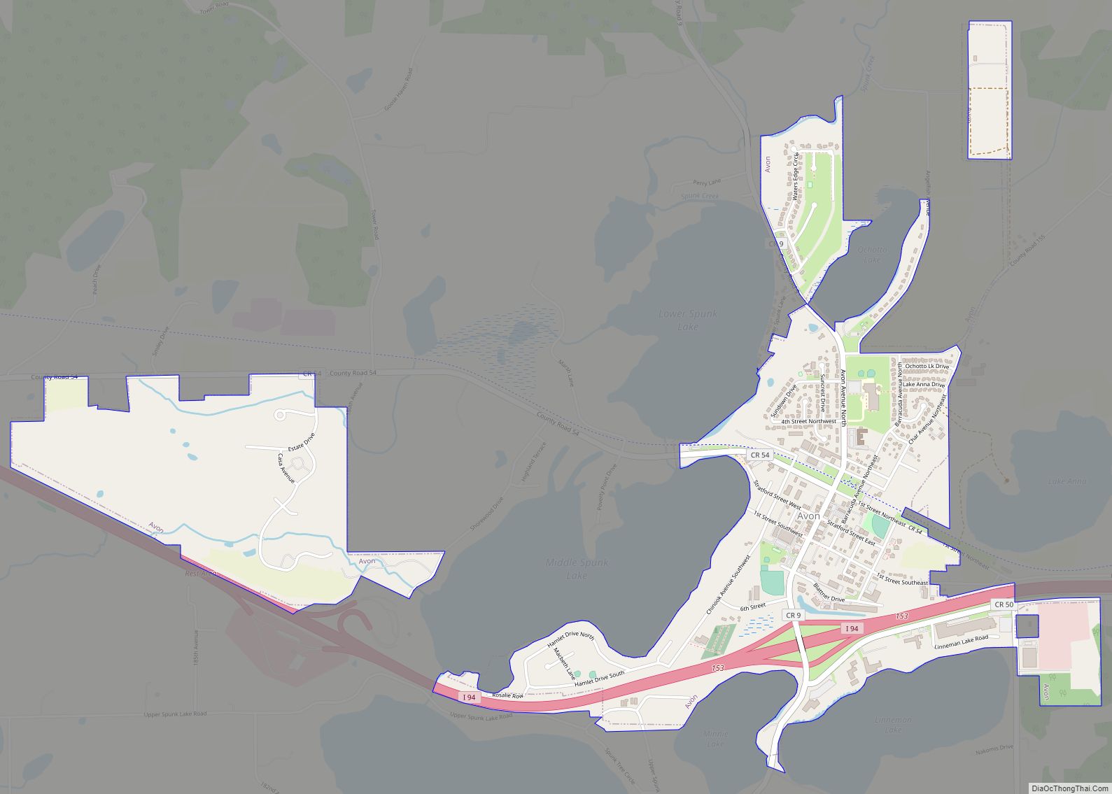 Map of Avon city, Minnesota