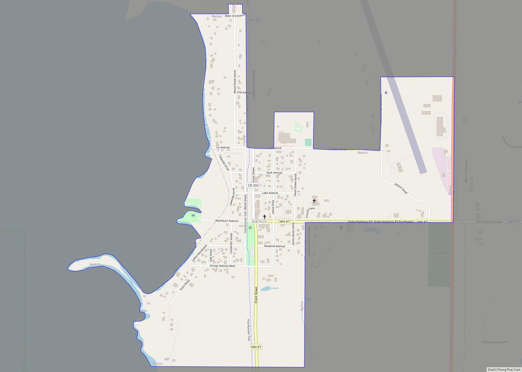 Map of Backus city