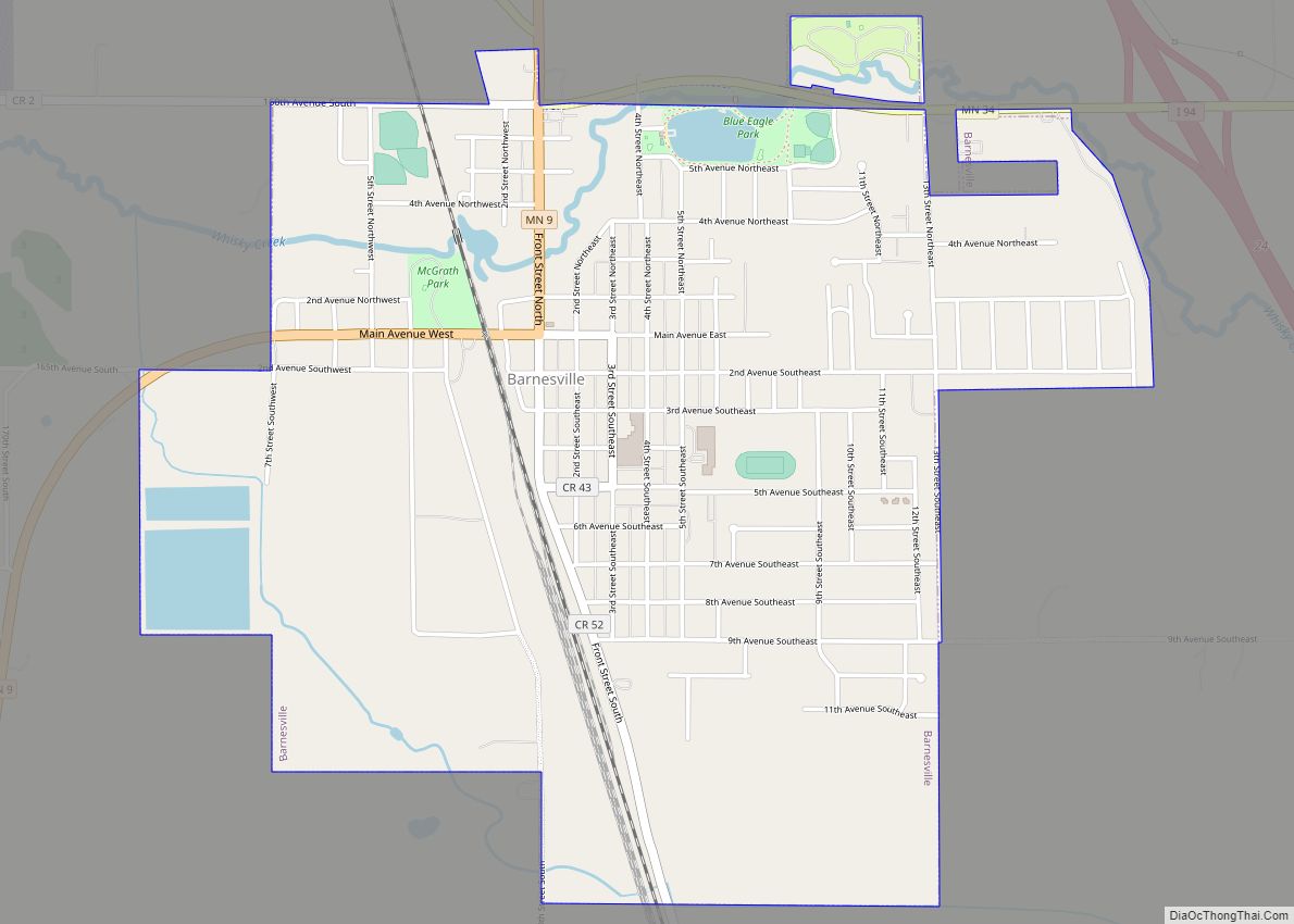 Map of Barnesville city, Minnesota