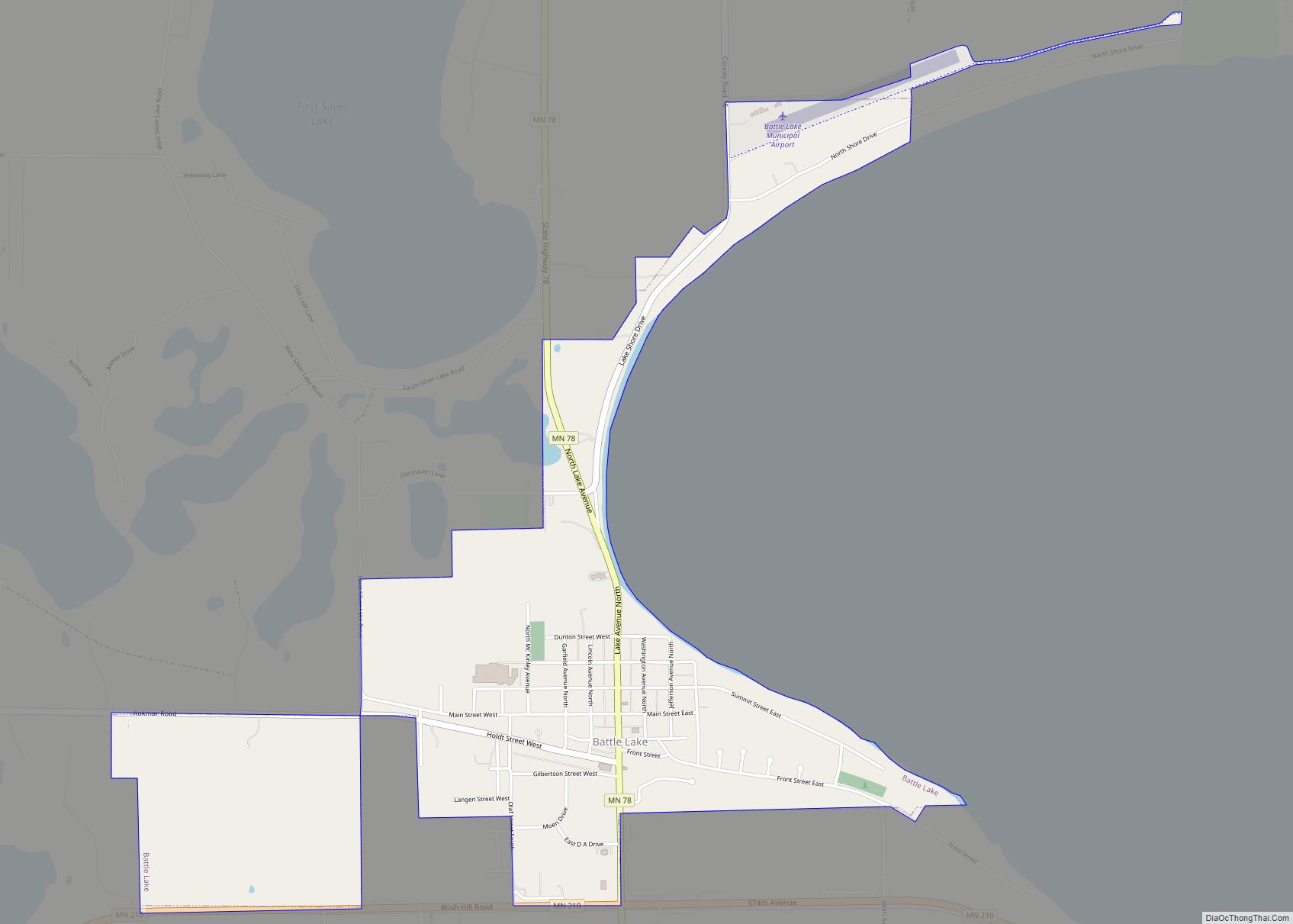 Map of Battle Lake city