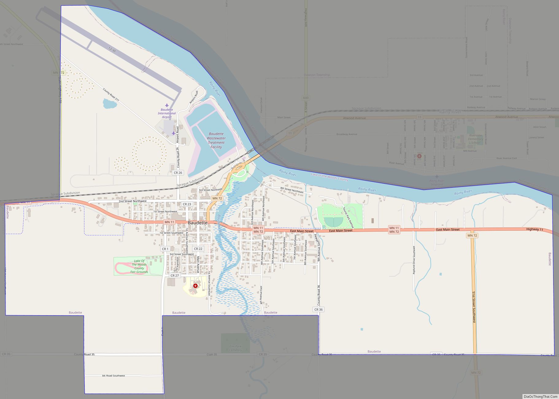 Map of Baudette city