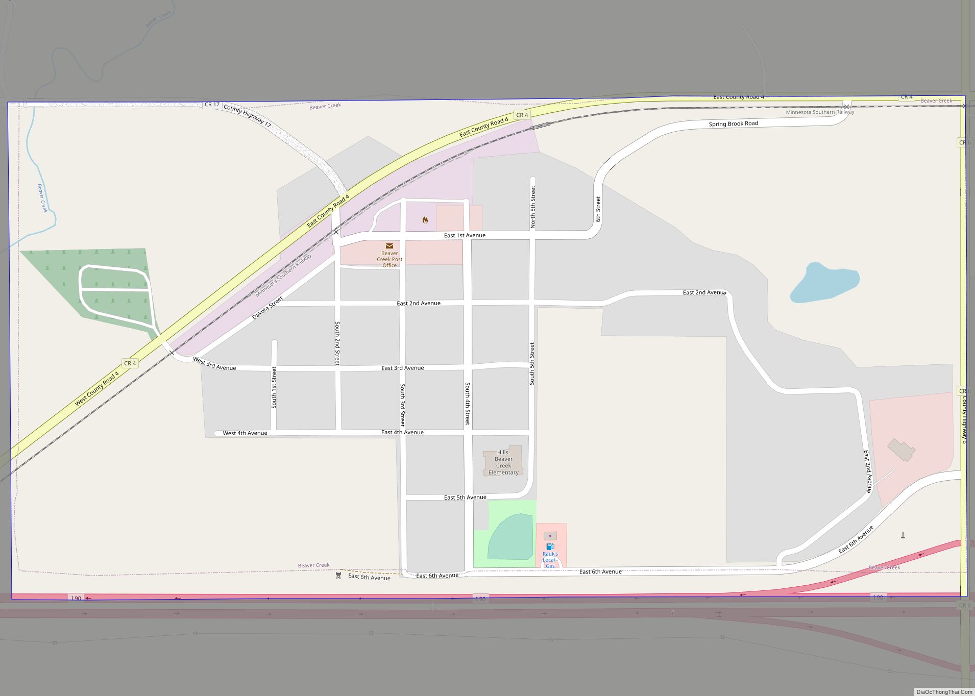 Map of Beaver Creek city, Minnesota