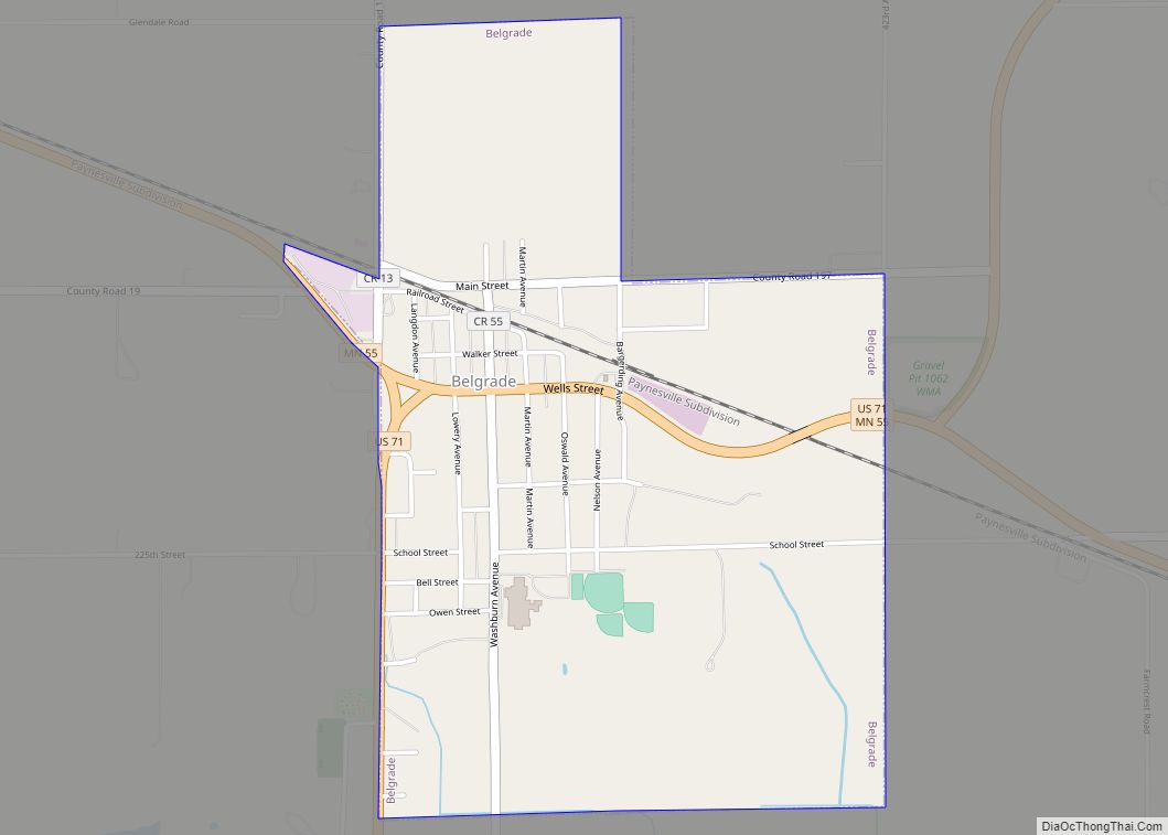 Map of Belgrade city, Minnesota