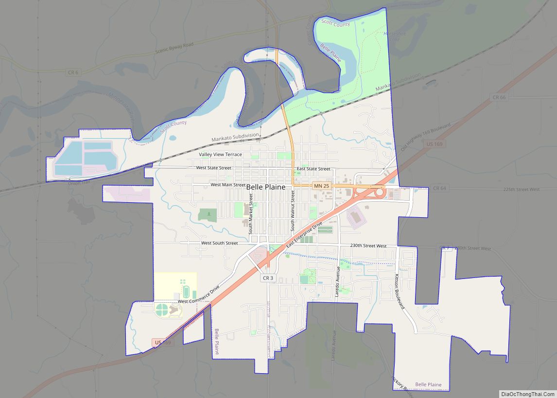 Map of Belle Plaine city, Minnesota