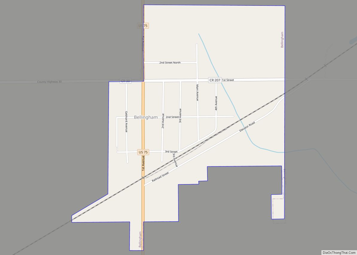 Map of Bellingham city, Minnesota