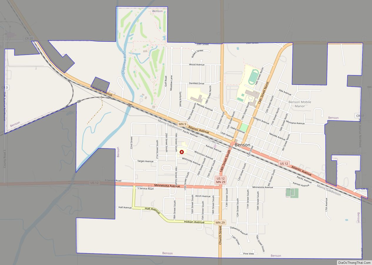 Map of Benson city, Minnesota