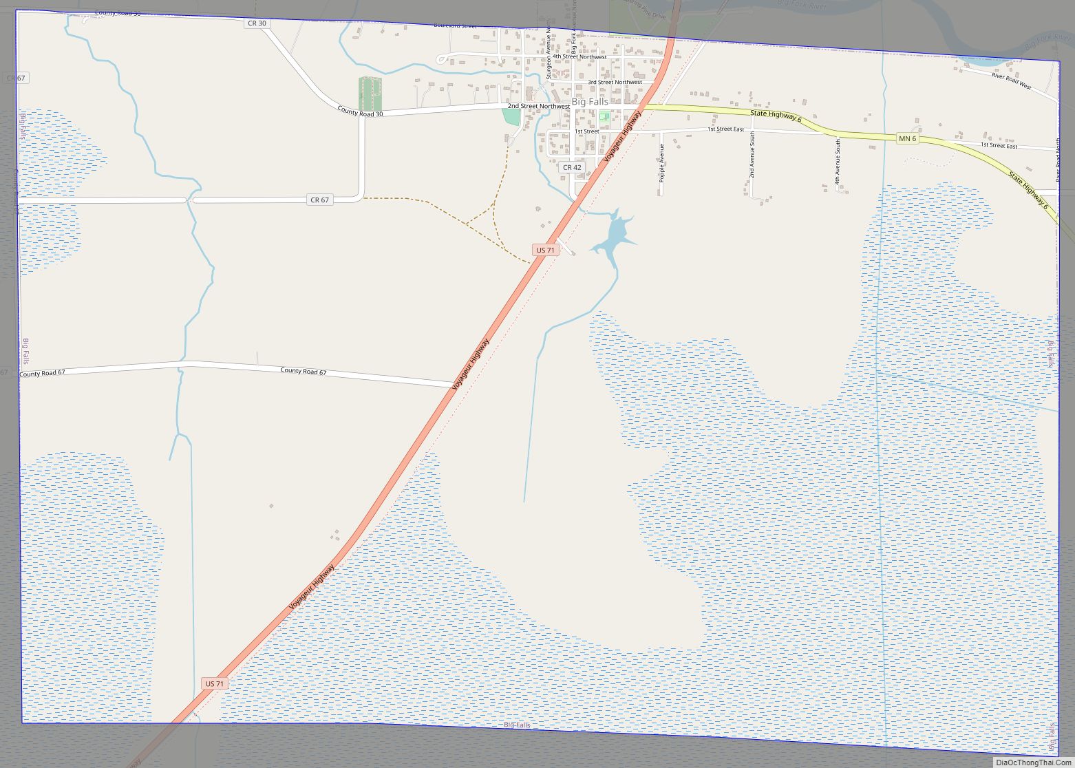 Map of Big Falls city, Minnesota