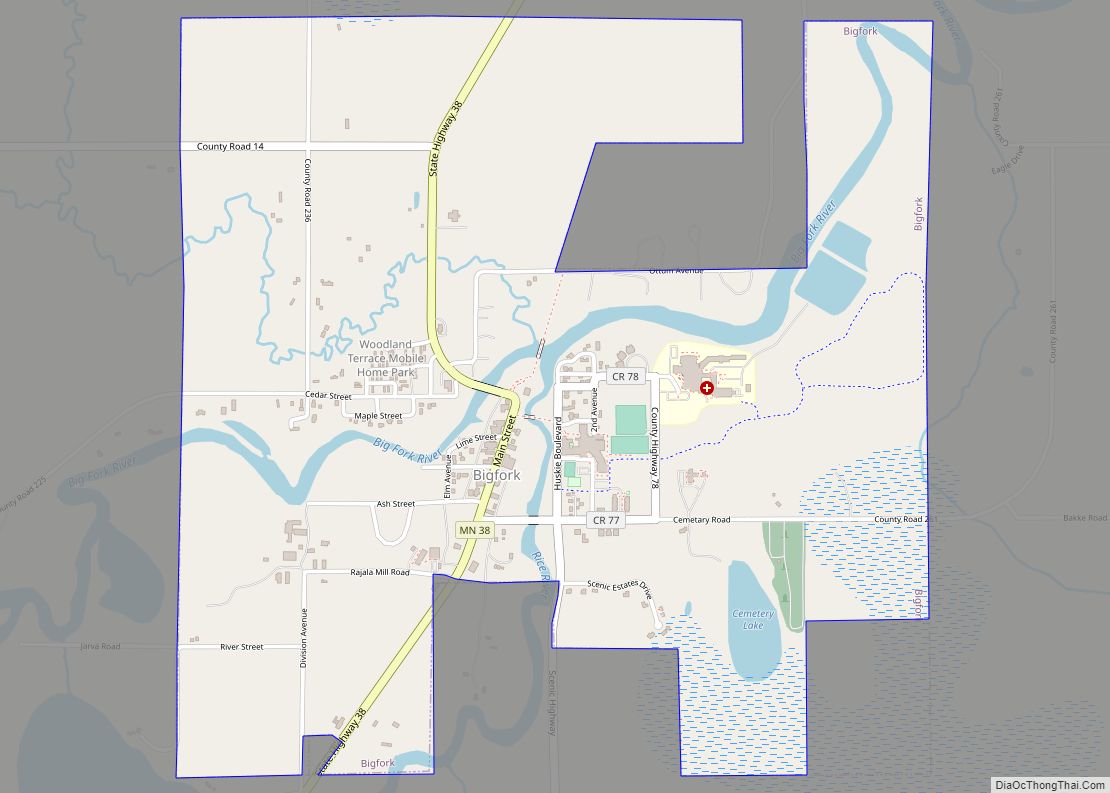 Map of Bigfork city, Minnesota