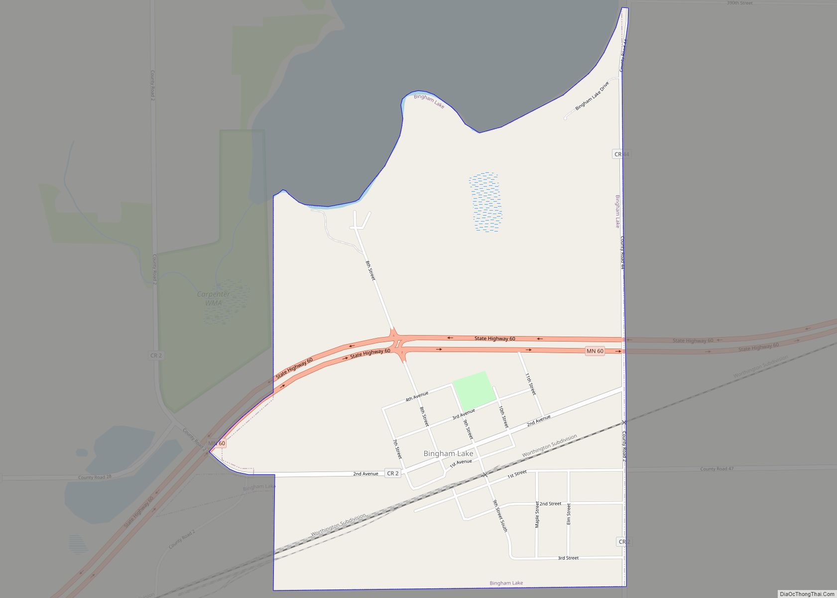 Map of Bingham Lake city