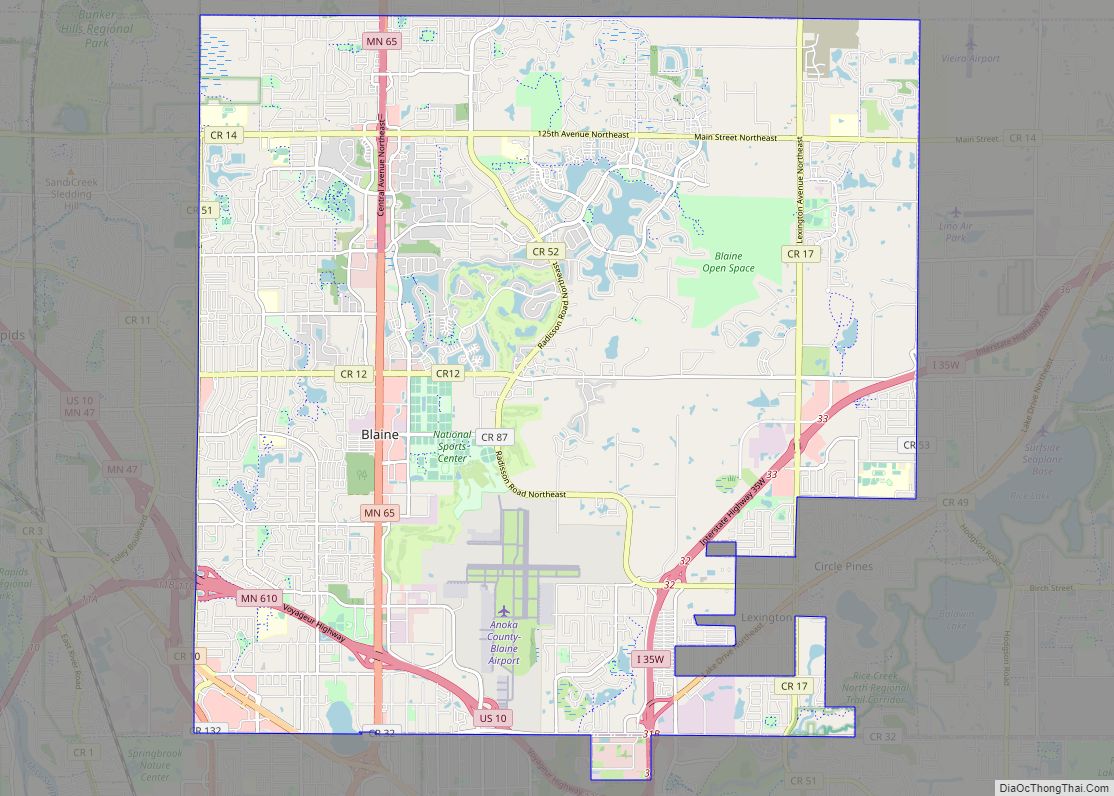 Map of Blaine city, Minnesota