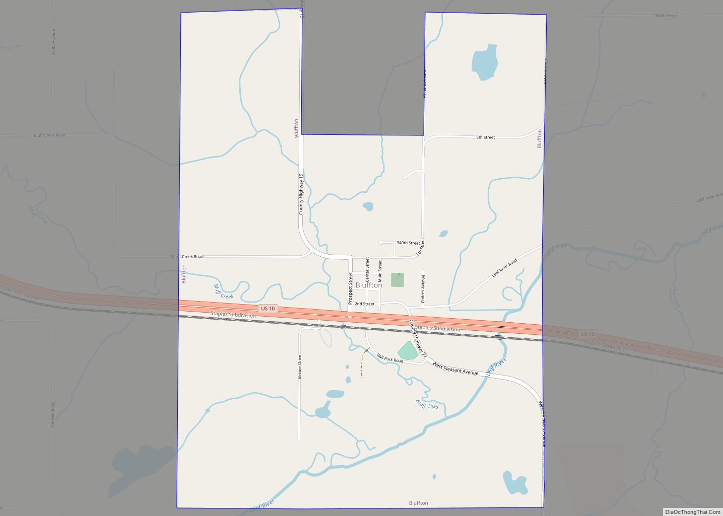 Map of Bluffton city, Minnesota