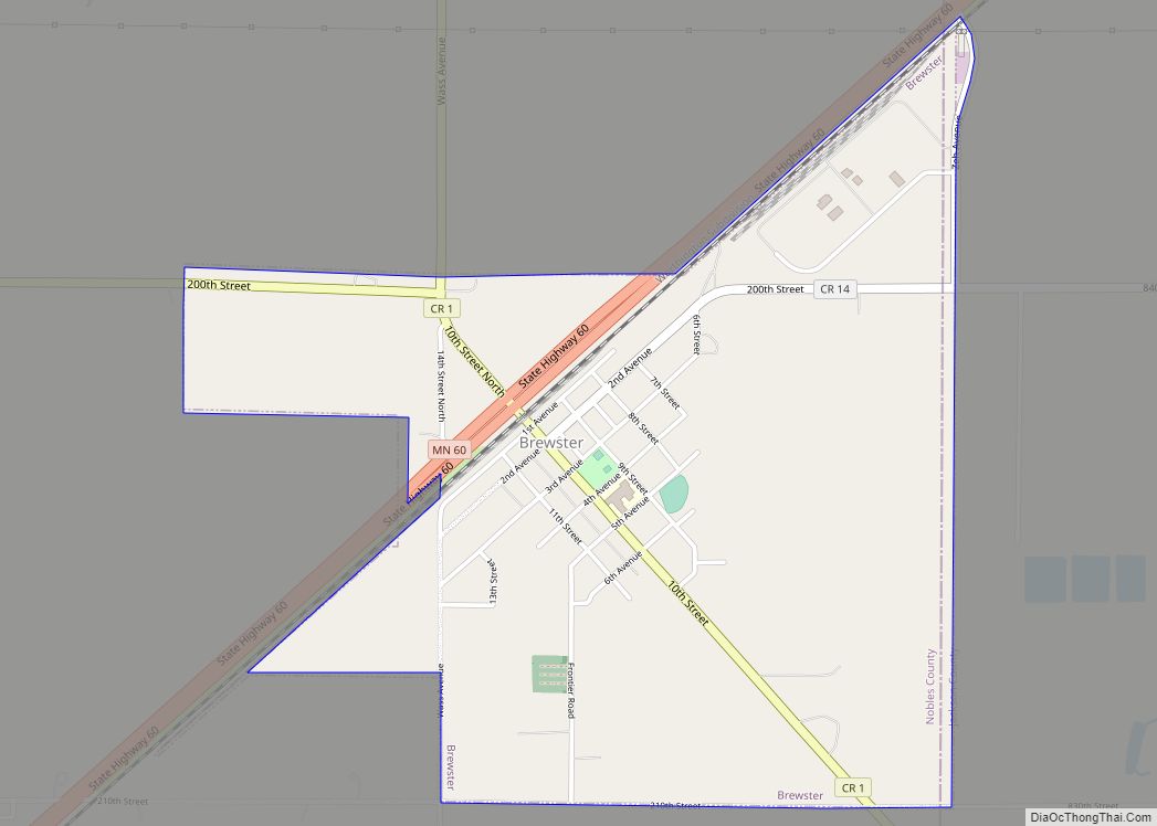 Map of Brewster city, Minnesota