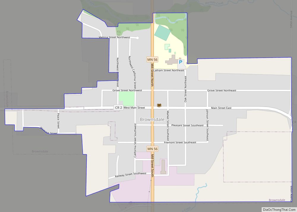 Map of Brownsdale city, Minnesota