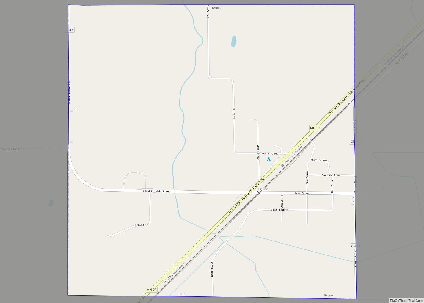 Map of Bruno city, Minnesota