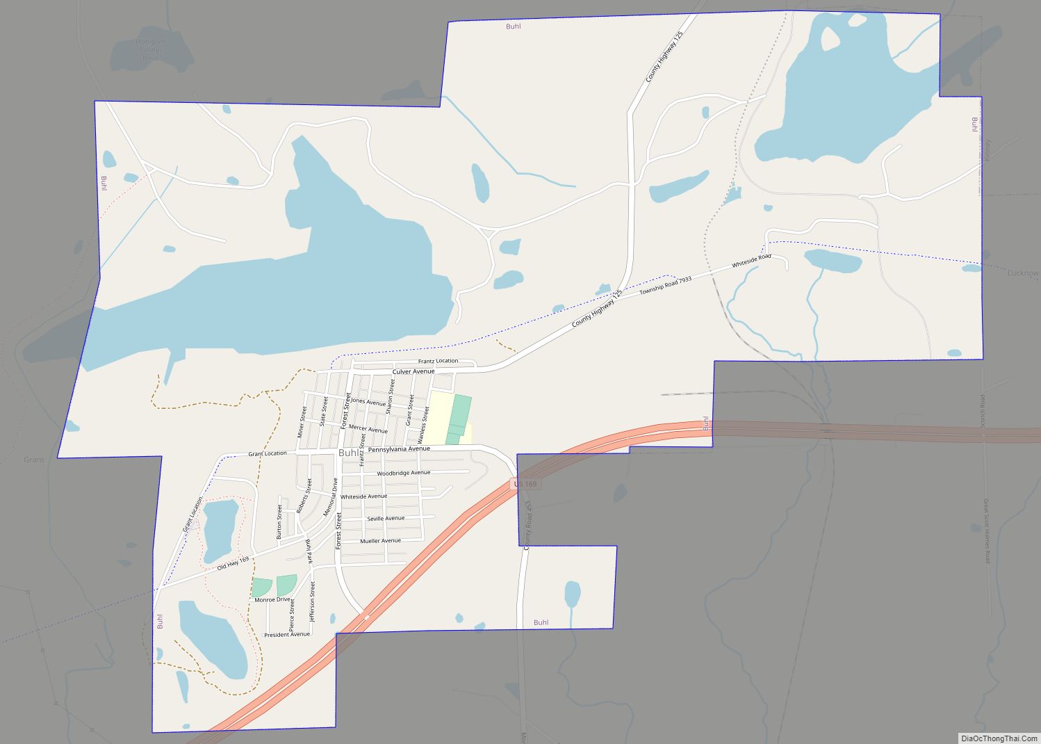 Map of Buhl city, Minnesota