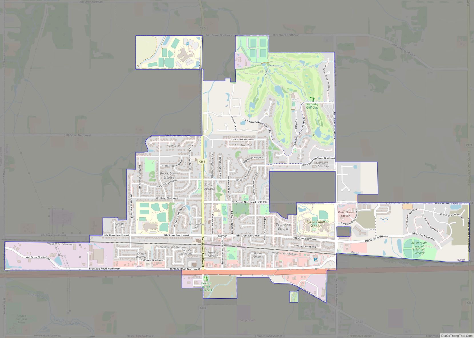 Map of Byron city, Minnesota