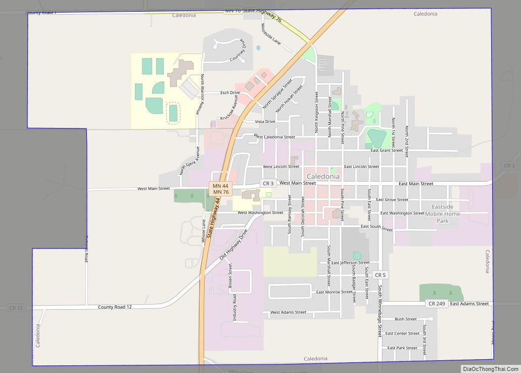 Map of Caledonia city, Minnesota