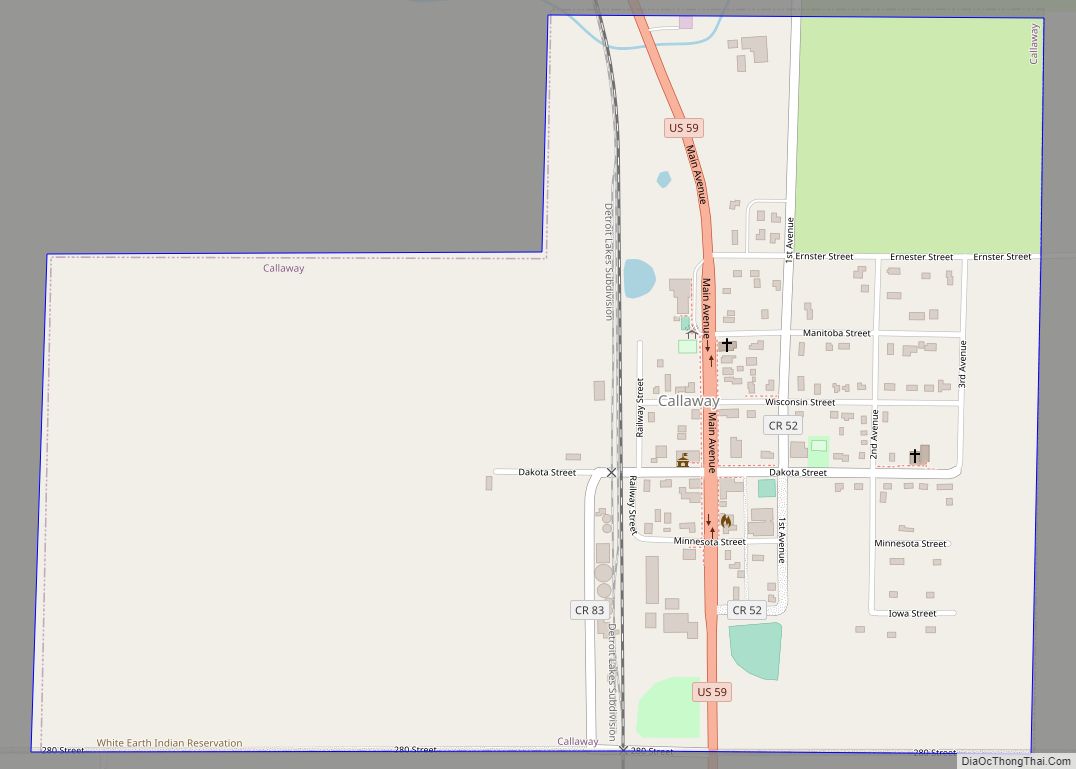 Map of Callaway city, Minnesota