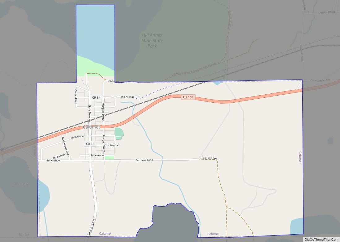 Map of Calumet city, Minnesota