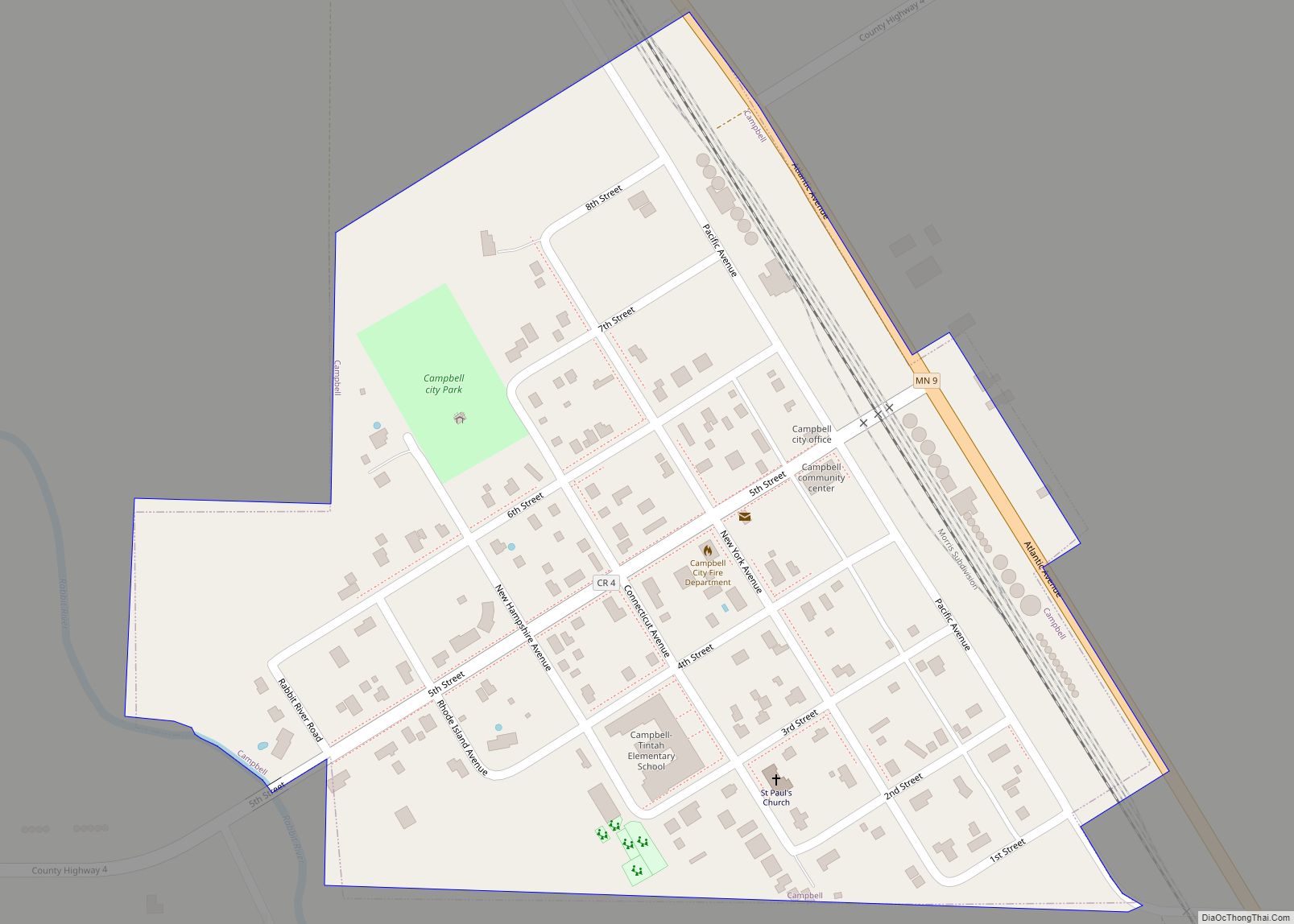 Map of Campbell city, Minnesota