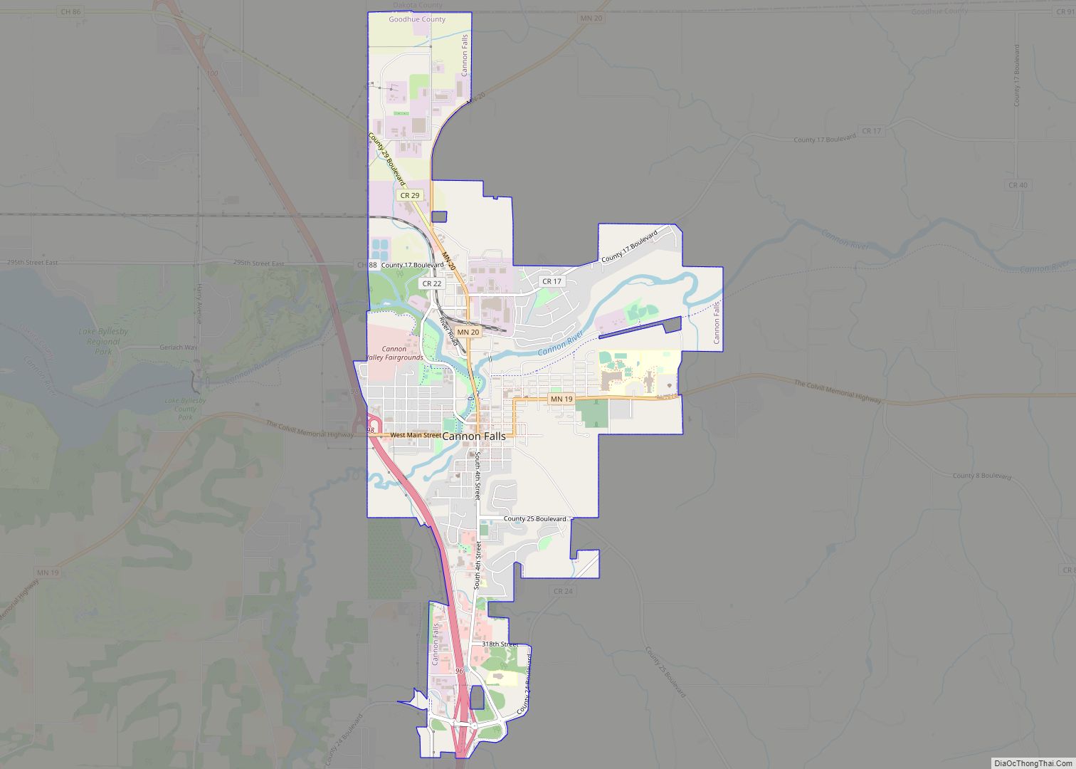 Map of Cannon Falls city