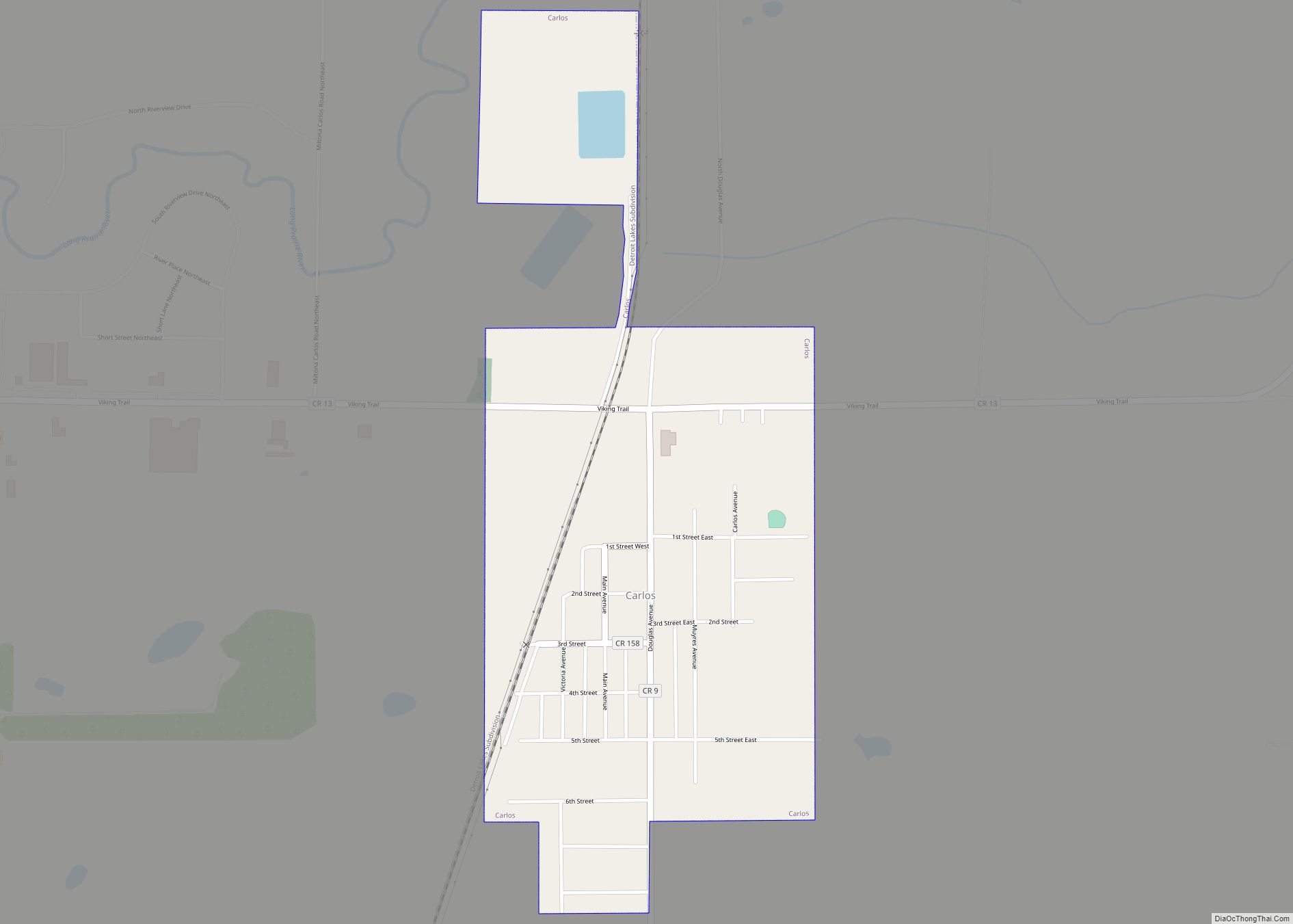 Map of Carlos city, Minnesota