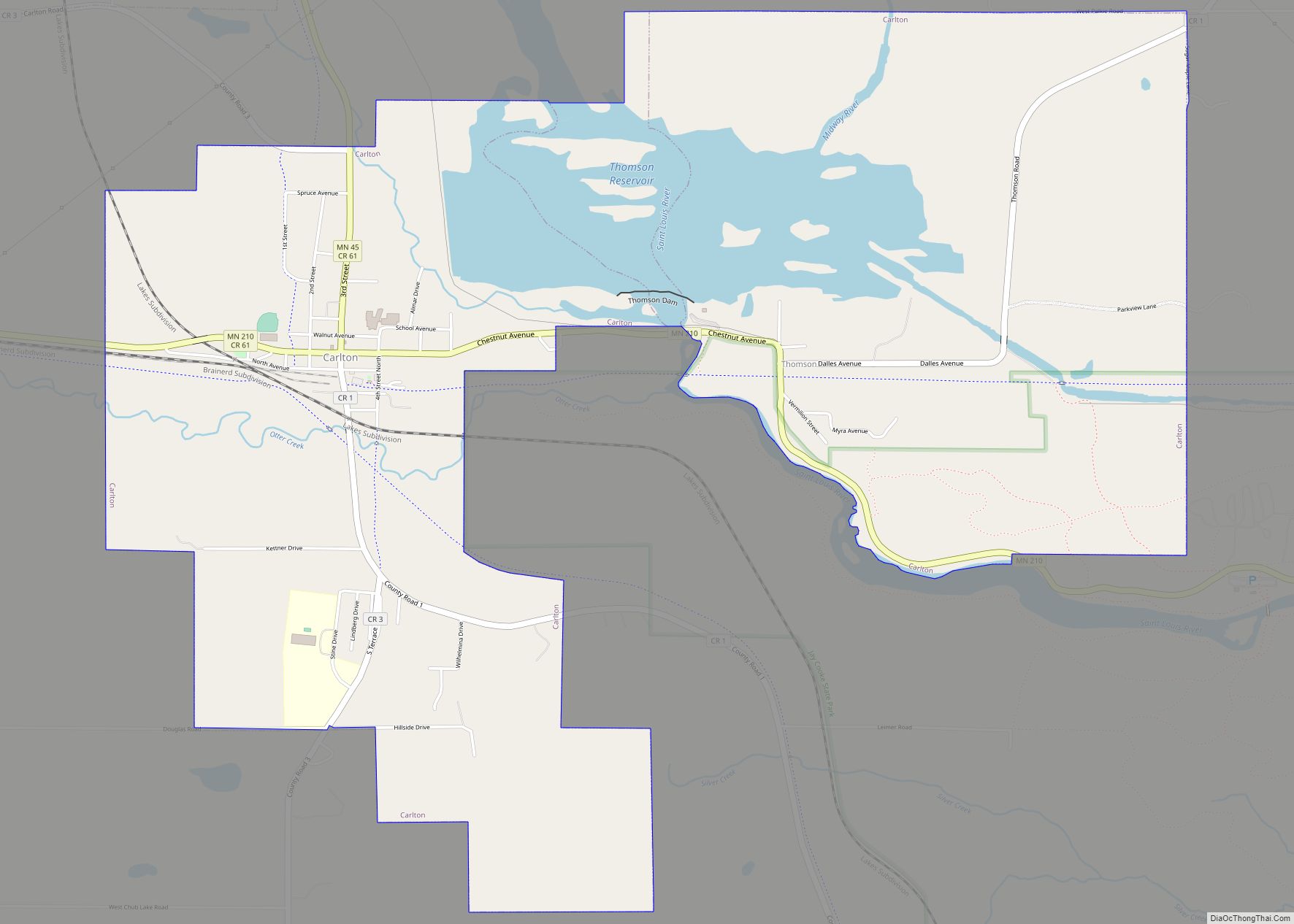 Map of Carlton city, Minnesota