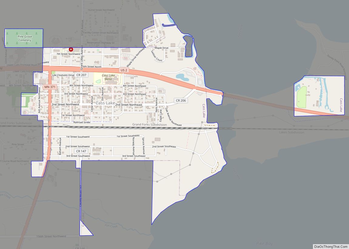 Map of Cass Lake city