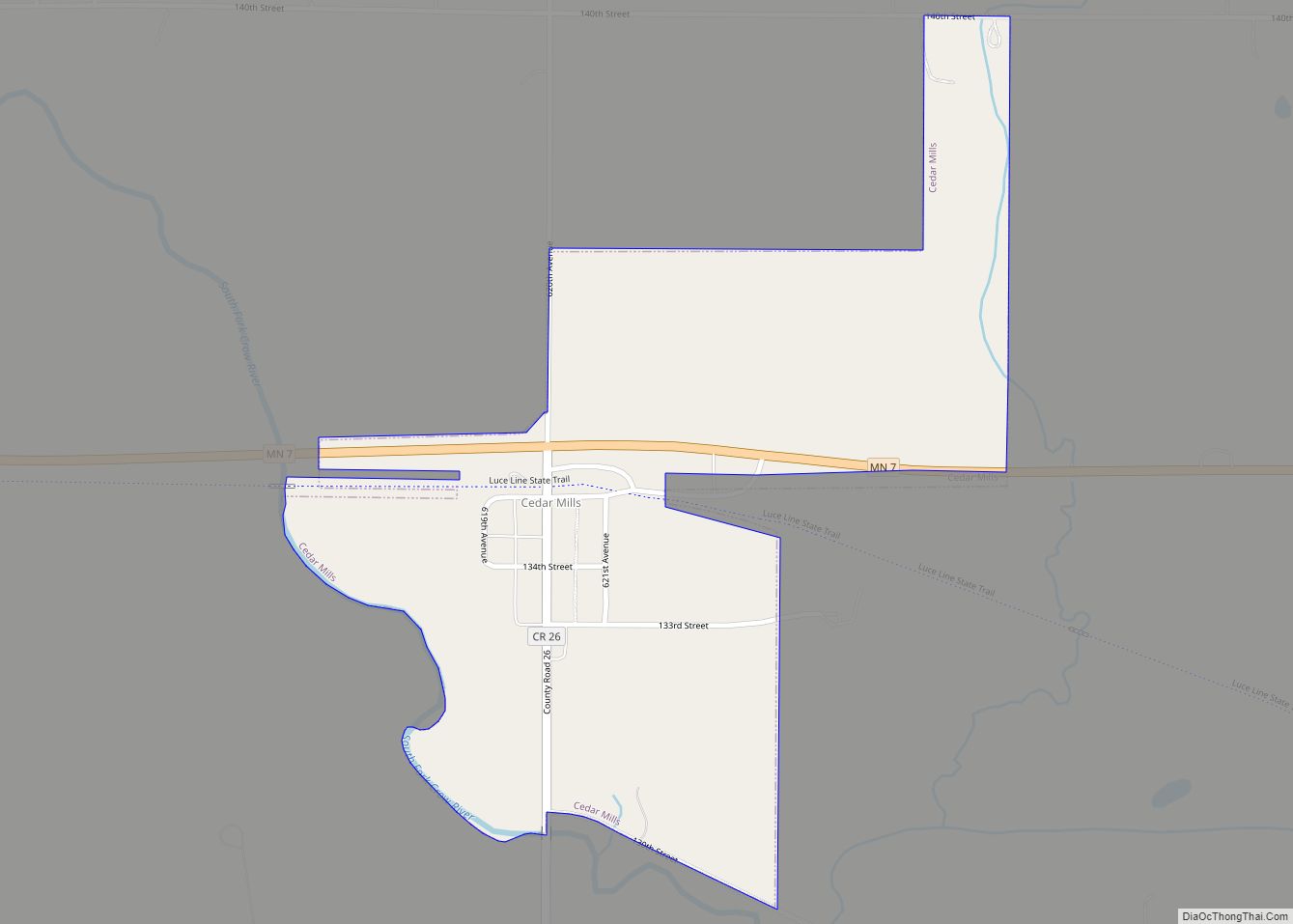 Map of Cedar Mills city