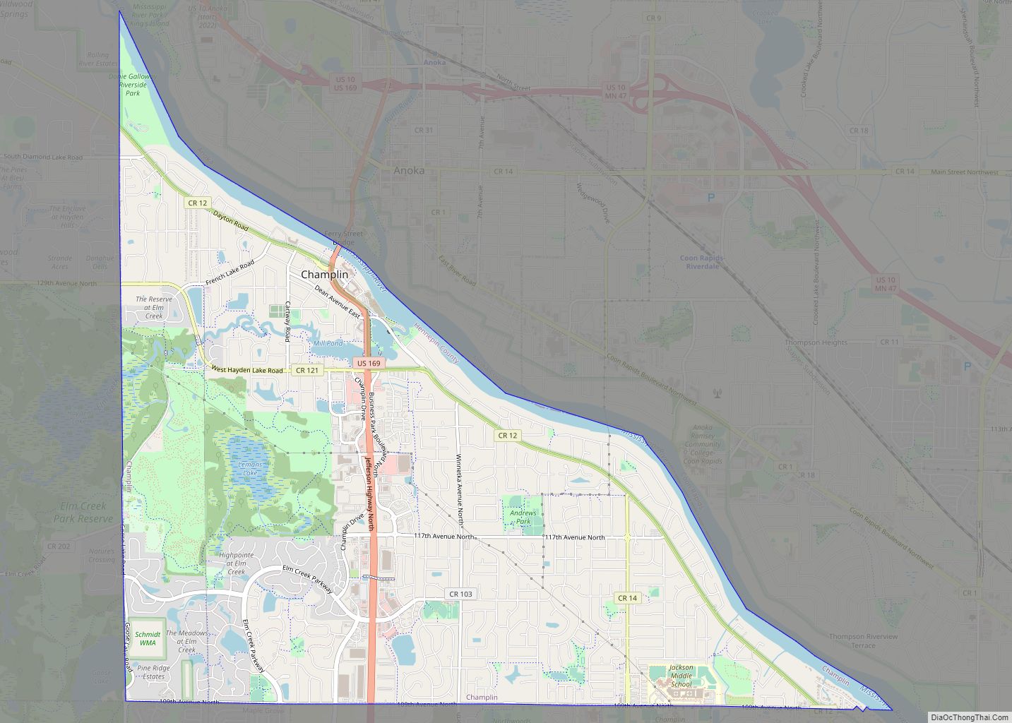 Map of Champlin city