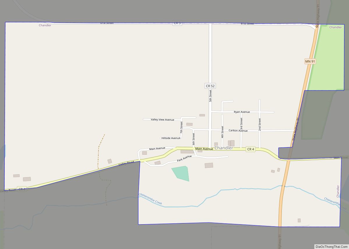 Map of Chandler city, Minnesota