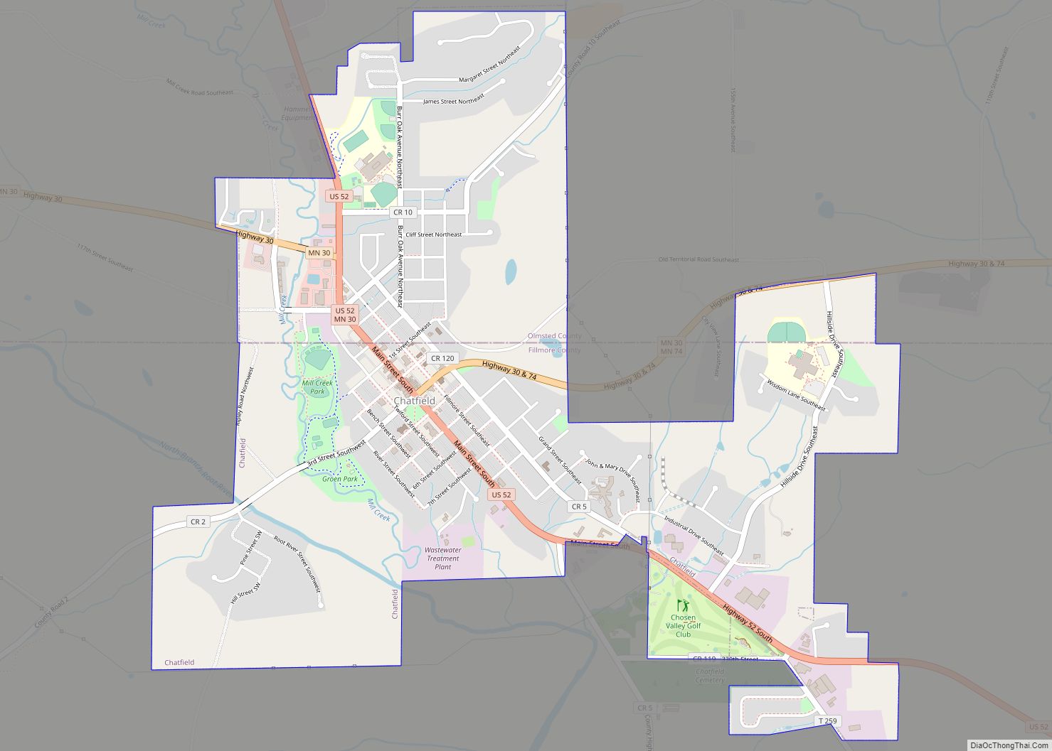Map of Chatfield city, Minnesota