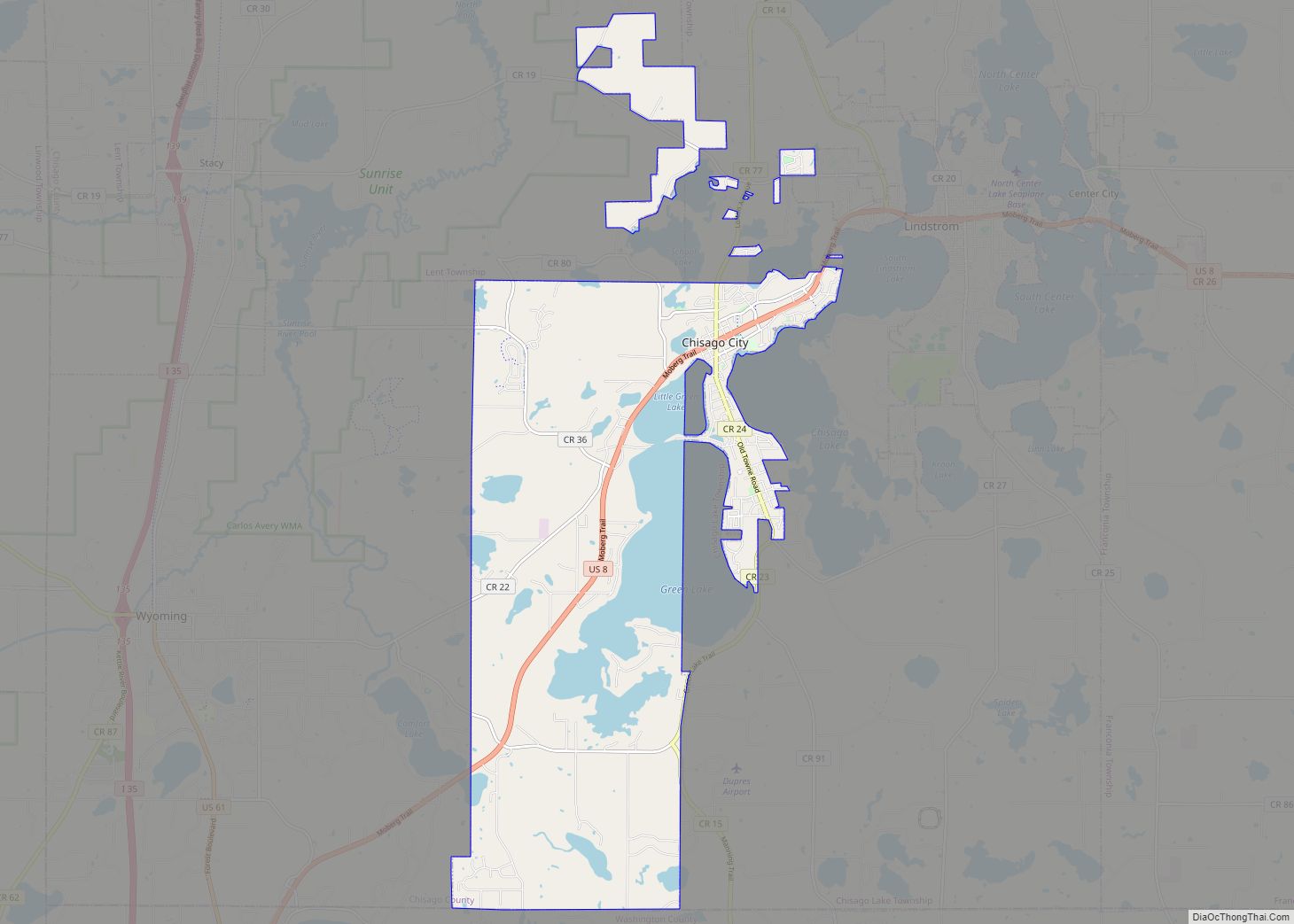 Chisago City ở đâu? Bản đồ thành phố Chisago City, Minnesota