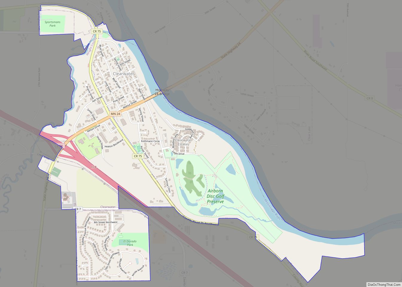 Map of Clearwater city, Minnesota