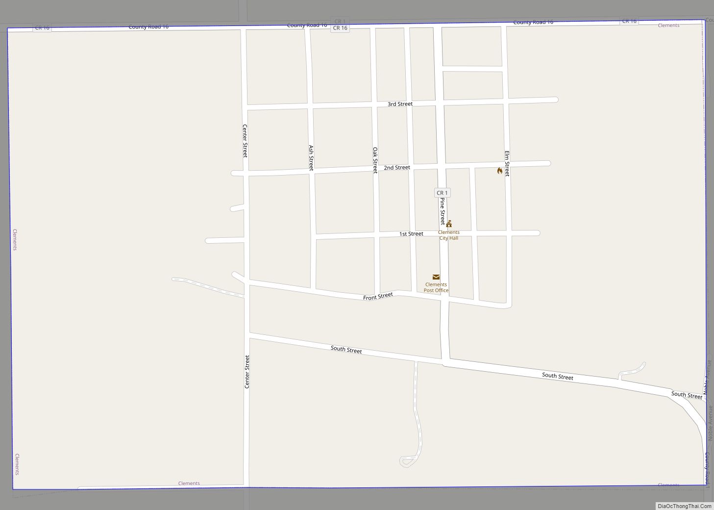 Map of Clements city