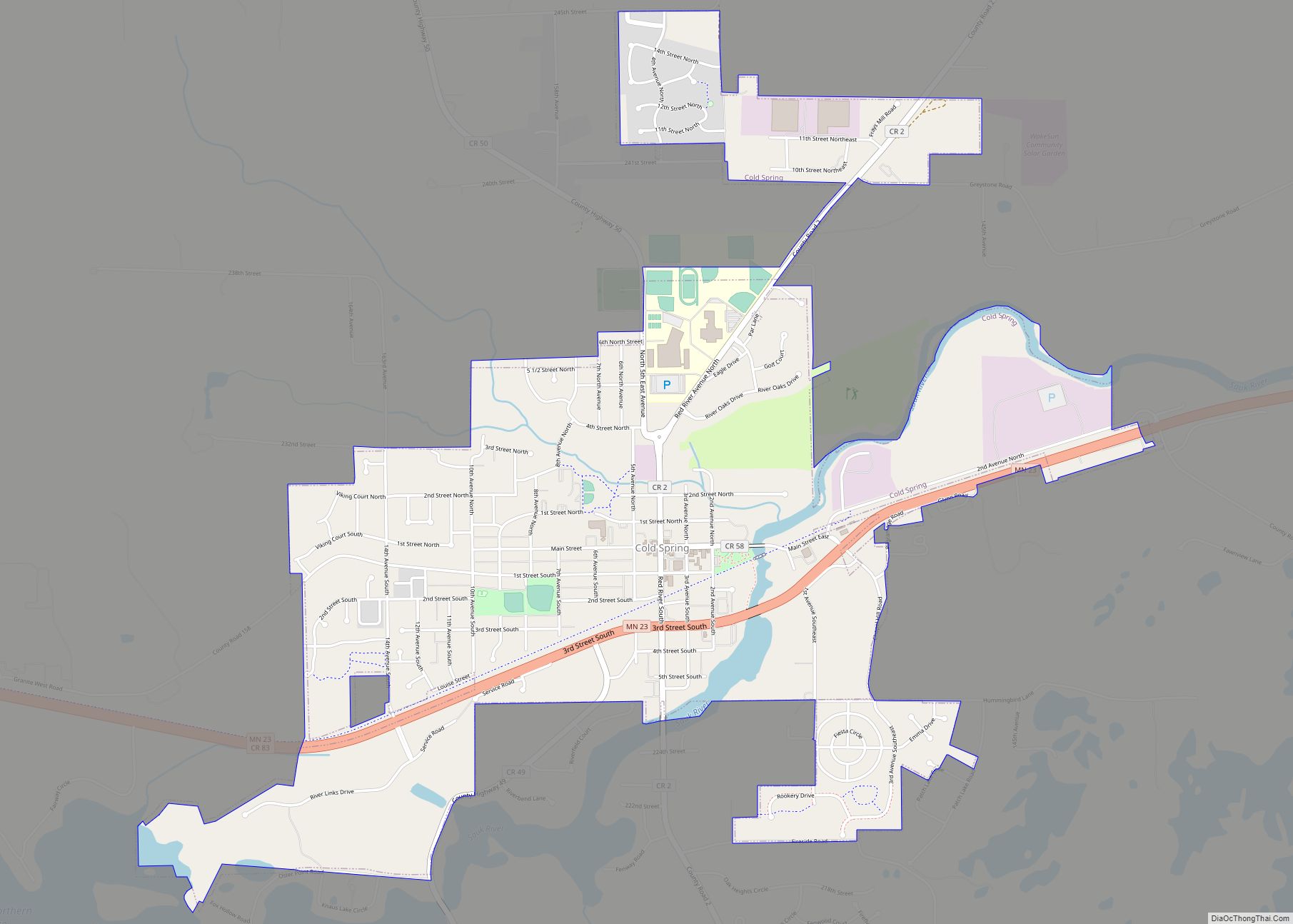 Map of Cold Spring city, Minnesota