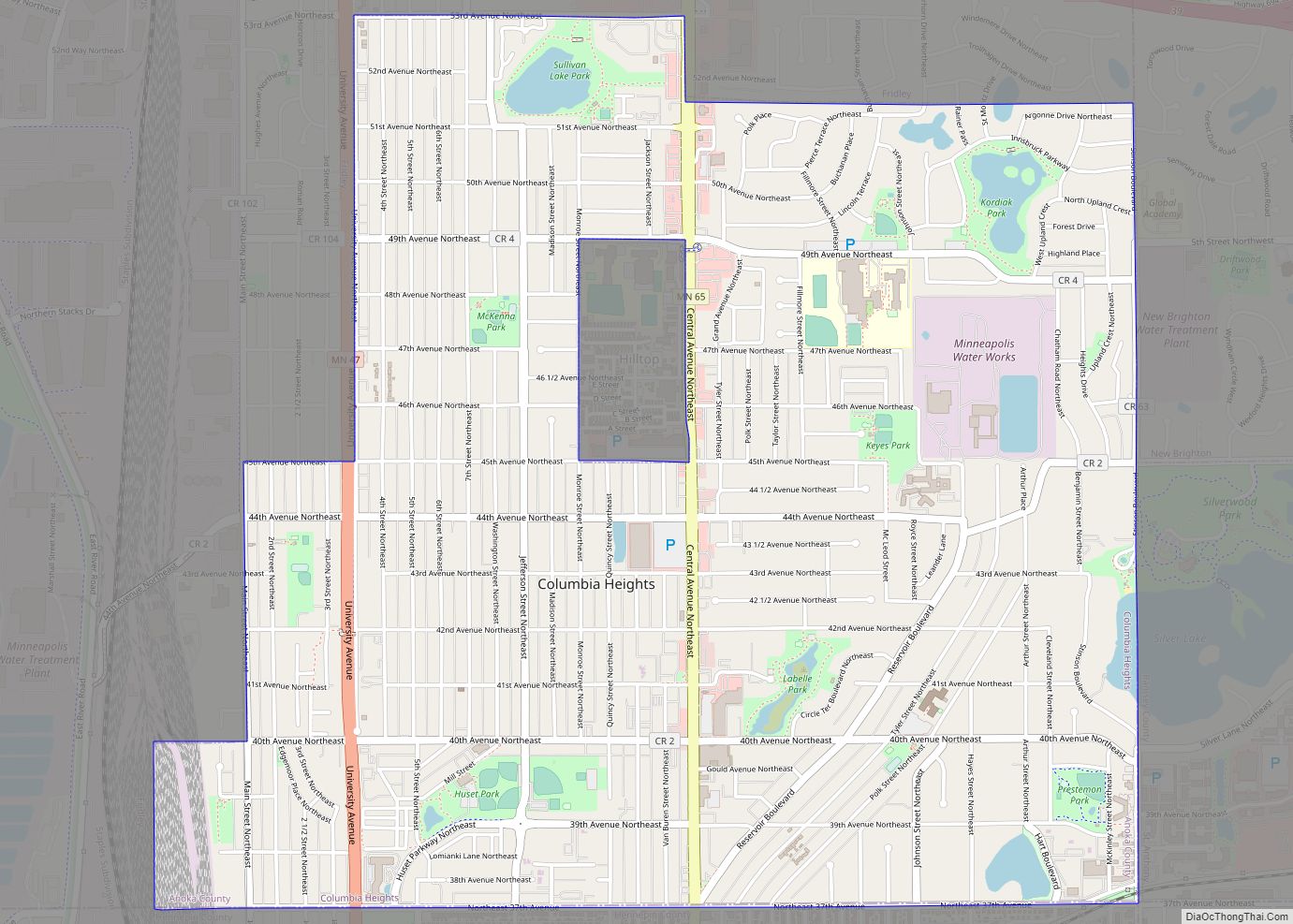 Map of Columbia Heights city